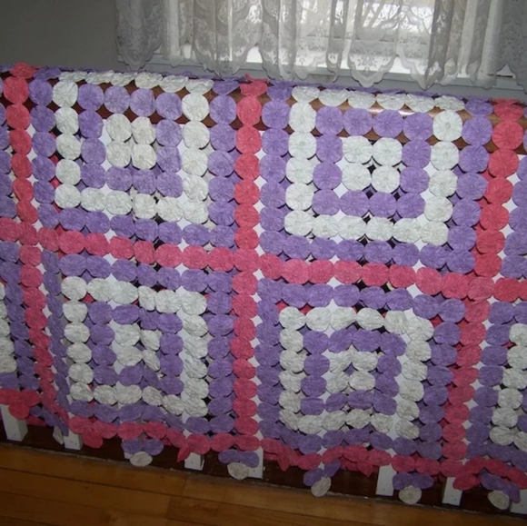 Hand Crafted YOYO Popcorn Blanket Spread Bed Cover - Picture 3 of 4